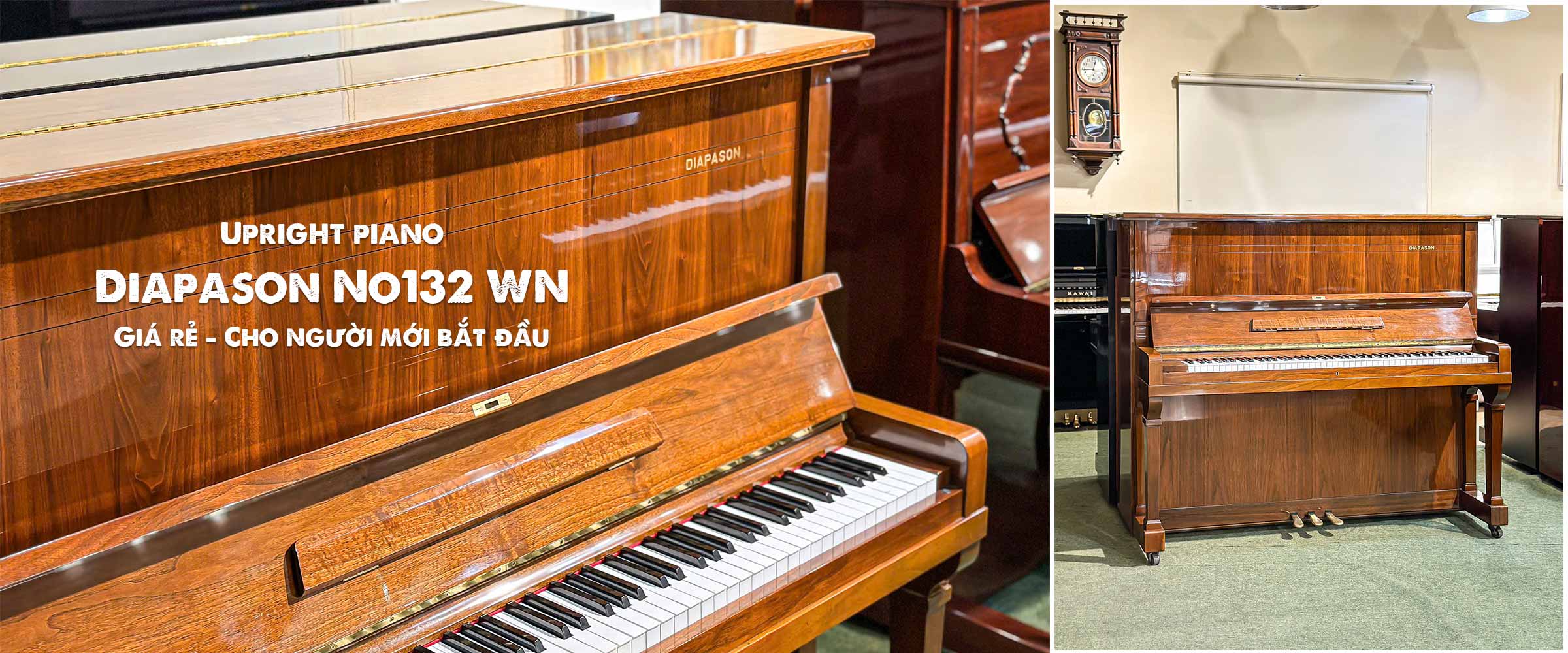 Diapason No132 WN 1 Đàn Piano Diapason No132 WN Giá rẻ cho người mới học piano