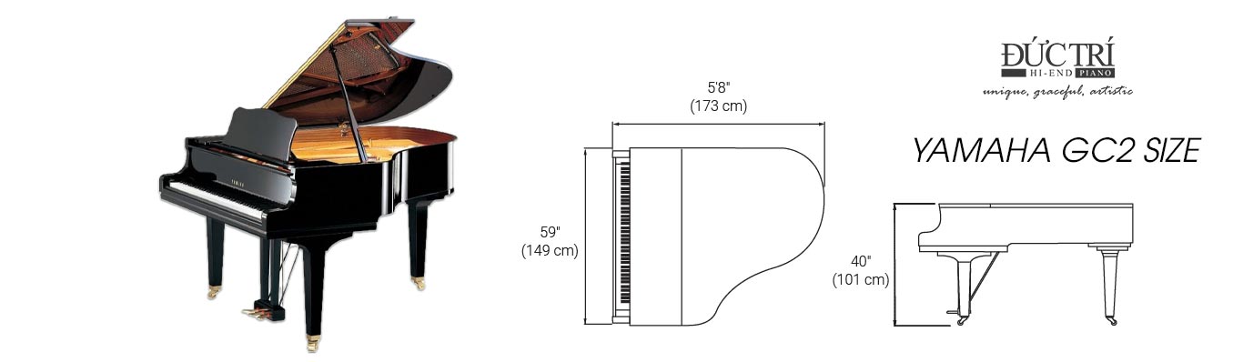 Yamaha GC2 1 Kích thước đàn piano yamaha gc2
