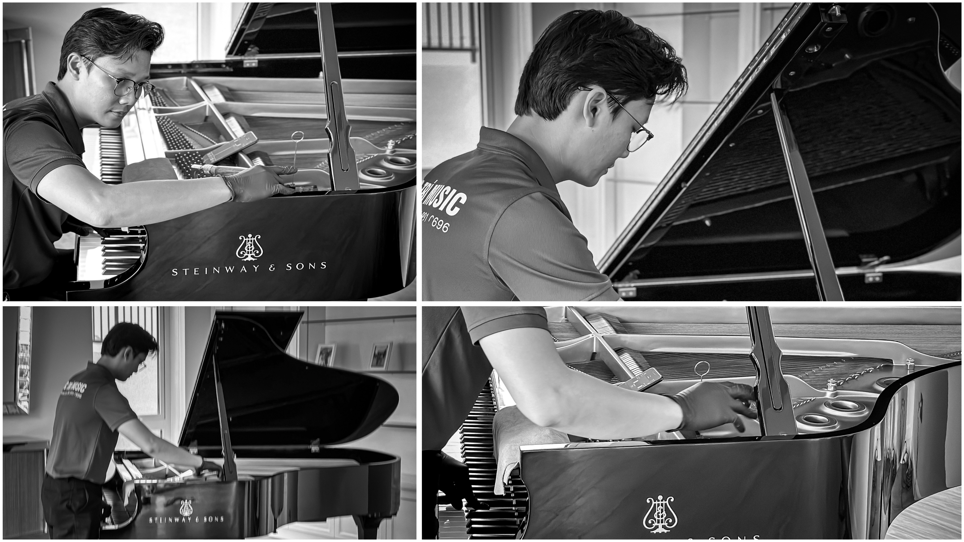 Bàn Giao Đàn Steinway & Sons Model L Tự Động Chơi | Quận 2 9 Kỹ thuật viên Piano Đức Trí lắp đặt hệ thống tự động chơi Piano Disc