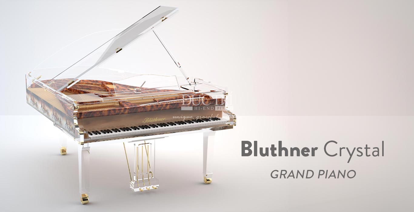 Schreiner & Söhne UP-125 3 Đàn piano Blüthner Crystal thể hiện thiết kế grand piano Haute Couture với kính trong suốt điêu khắc