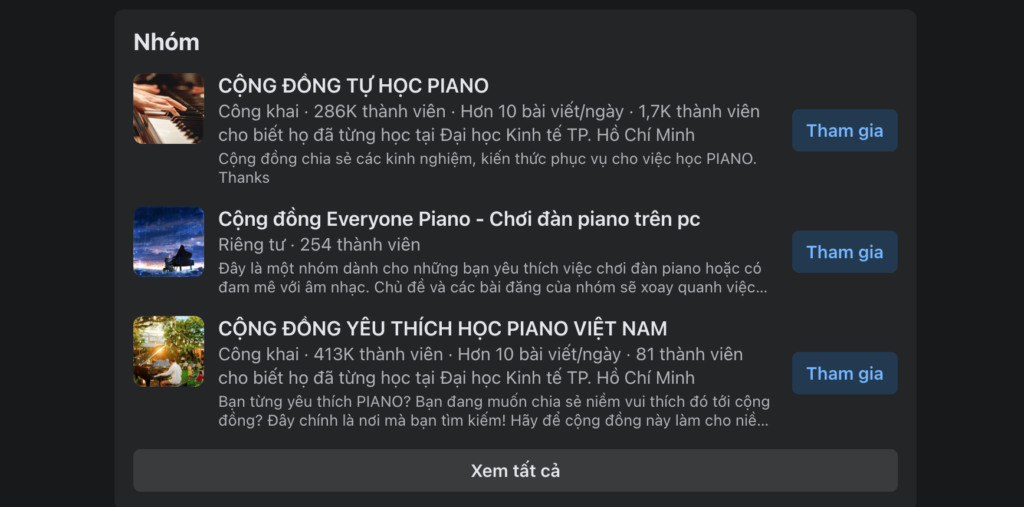 Hướng dẫn cách tự học đàn piano tại nhà tốt nhất, hiệu quả nhất cho người mới bắt đầu 5 Tham gia vào các nhóm hoặc diễn đàn học piano để kết nối với những người có cùng đam mê