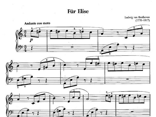 Top 10 bản nhạc piano đơn giản có tên nốt cho người mới học từ trẻ em, đến người lớn 8 "Für Elise" của Beethoven là một bản nhạc cổ điển nổi tiếng, với giai điệu cuốn hút và đầy mê hoặc