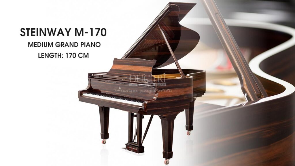 Các kích thước đàn piano điện, piano, Upright piano, Grand piano đầy đủ và chính xác nhất 2 Medium Grand dài từ 168 đến 173 cm, thường thấy ở các gia đình trung lưu và lớp học nhạc