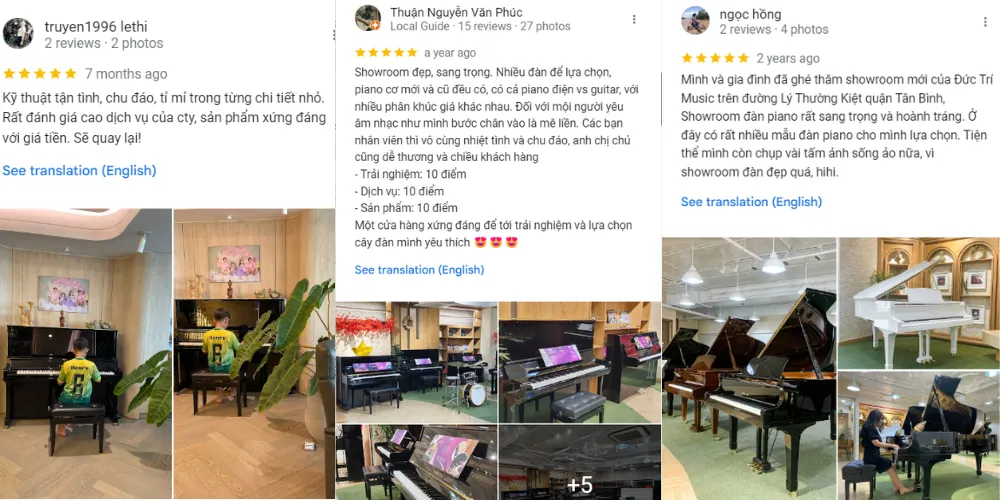 Mua đàn piano ở đâu tốt nhất, uy tín nhất tại TP Hồ Chí Minh 5 Đánh giá của khách hàng trên Google Map về Piano Đức Trí