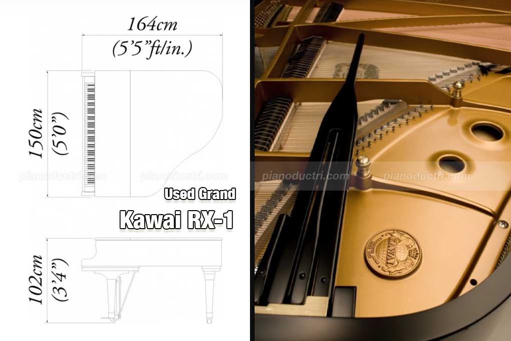 Kawai RX-1 1 Kích thước đàn piano Kawai RX-1